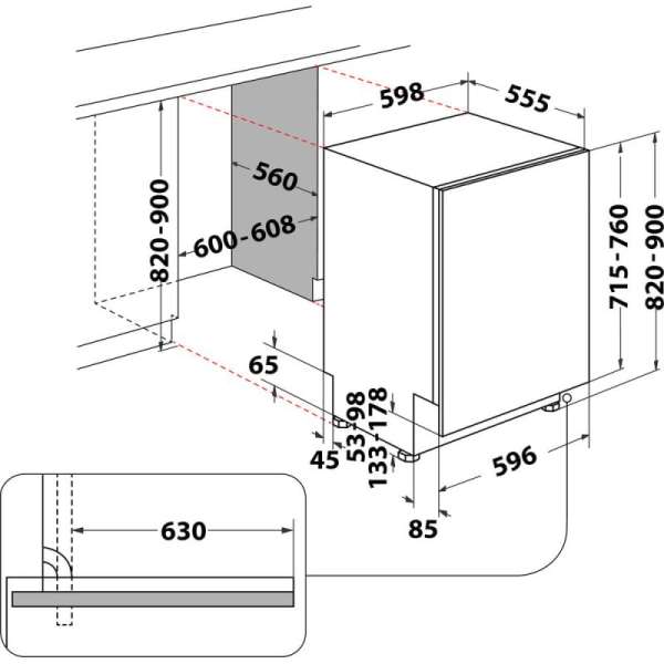 Bauknecht B8KI HP42 LCA  Vollintegrierter Geschirrspüler 60 cm